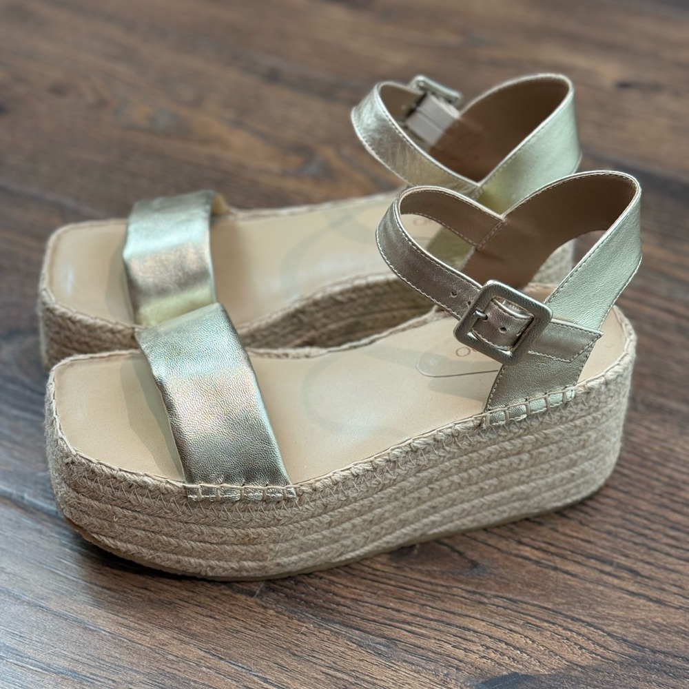 Bernardo Metallic Espadrille Platform Sandals